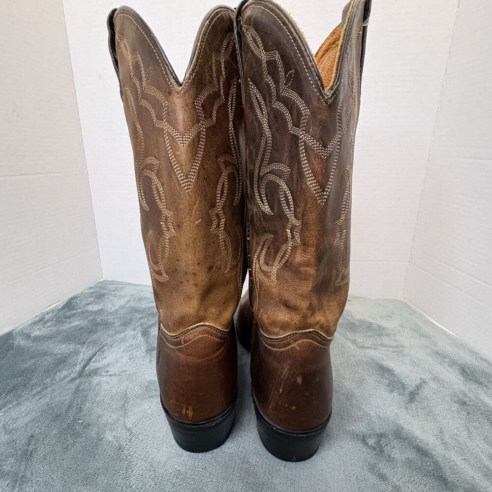 Vintage Frye Western Cowboy Boots Brown Leather USA Made Size 9M Distressed - Picture 7 of 15